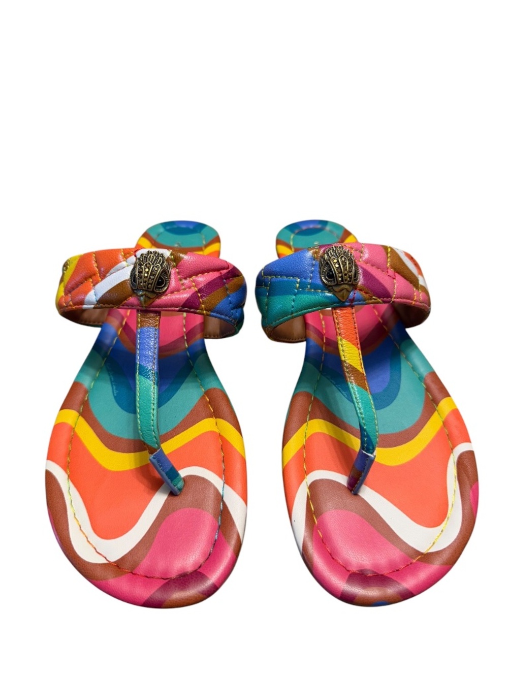 Rainbow Eagle Leather Thong Sandals Festival Boho US 7 Kurt Geiger London